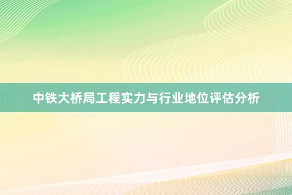 中铁大桥局工程实力与行业地位评估分析